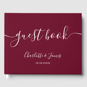 Livro De Visitas Casamento de Script de Assinatura Burgundy