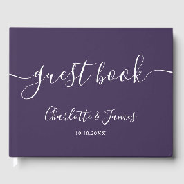 Livro De Visitas Casamento de Script de Assinatura Roxo