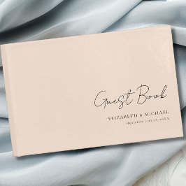 Livro De Visitas Casamento de Script de Manuscrito Beige-Brown míni