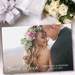 Livro De Visitas Casamento de Script Elegante de Foto