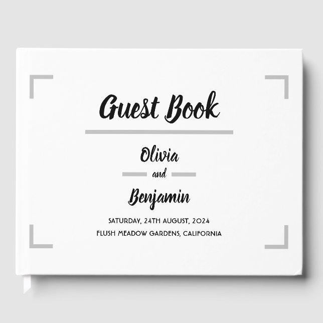 Livro De Visitas Casamento de Script Manuscrito Simples (Frente)