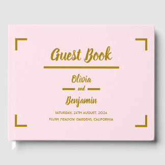 Livro De Visitas Casamento de Script Manuscrito Simples Rosa