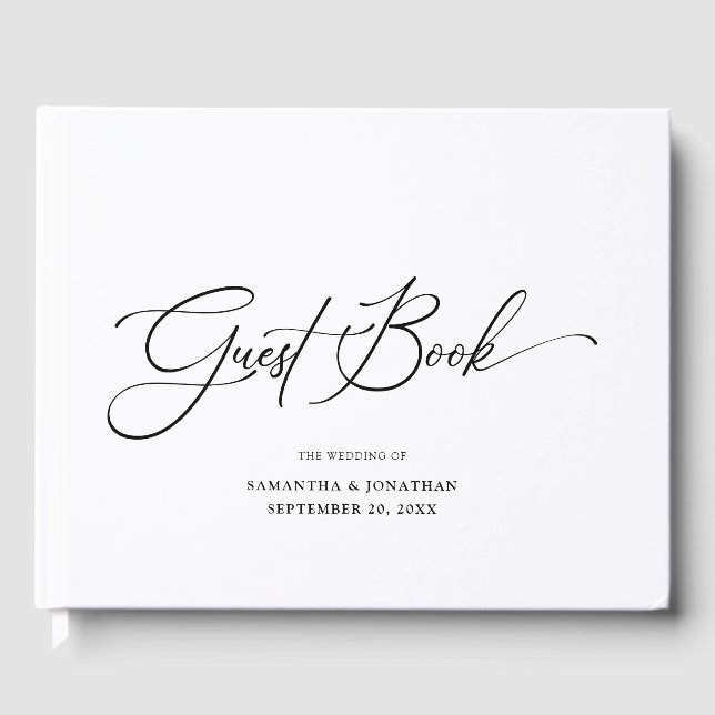Livro De Visitas Casamento de Script Minimalista Moderno (Frente)