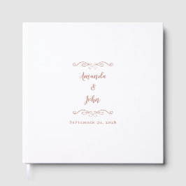 Livro De Visitas Casamento de Script Rosa Rosa Mínimo Elegante e Do