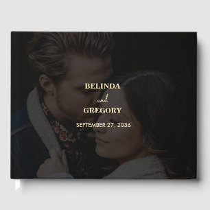 Livro De Visitas Casamento de Sobreposição de Foto Dourado 2 Modern