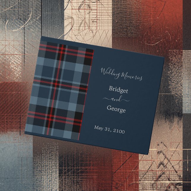 Livro De Visitas Casamento de Tartan Russo Azul (Criador carregado)