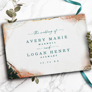 Livro De Visitas Casamento de Teal e Cobre de Abstrato Moderno