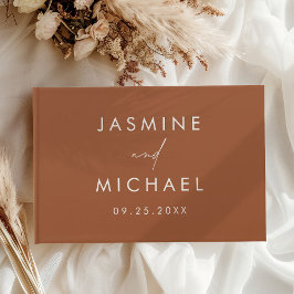 Livro De Visitas Casamento de Terracota com Foto Moderno