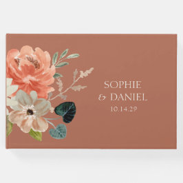 Livro De Visitas Casamento de Terracotta com Aquarela Floral