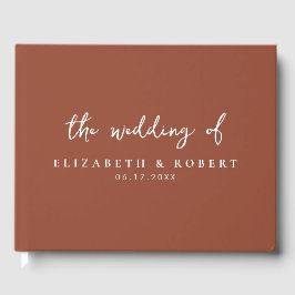 Livro De Visitas Casamento de Terracotta com Script Elegante Simple