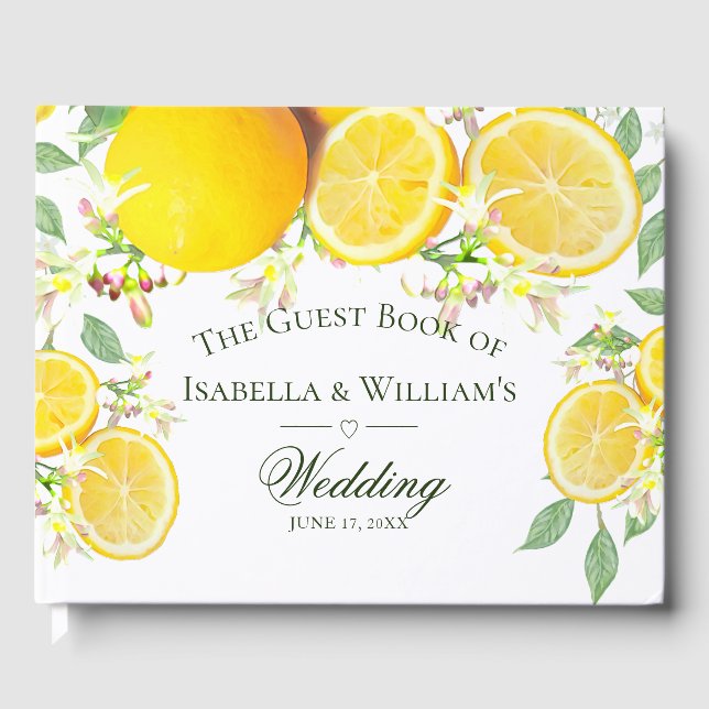 Livro De Visitas Casamento de Verão com Lemon Boho Moderno (Frente)