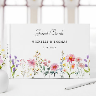 Livro De Visitas Casamento de Verão com Primavera de flor selvagem
