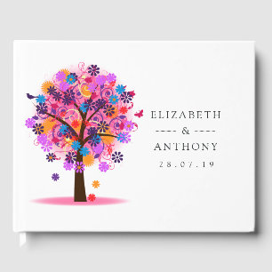 Livro De Visitas Casamento de Verão da Árvore Aquarela