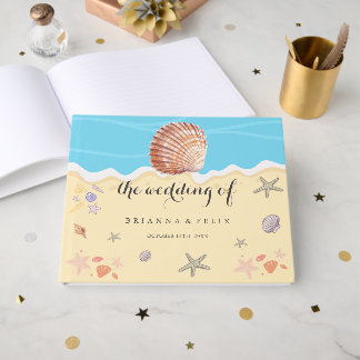 Livro De Visitas Casamento de Verão no Oceano Azul Minimalista