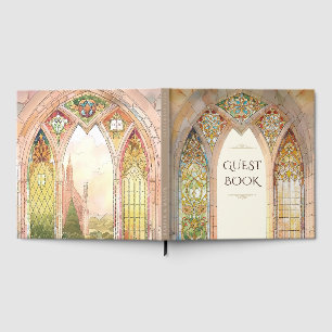 Livro De Visitas Casamento de Vidro Colorido Catedral Gótica