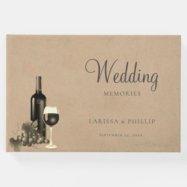 Livro De Visitas Casamento de Vinha de Vinho Russo (Frente)