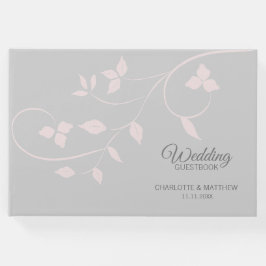 Livro De Visitas Casamento de Vinha Rosa e Cinza Blush Elegante