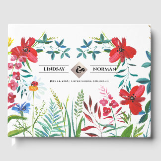 Livro De Visitas Casamento de Watercolor Wildflower