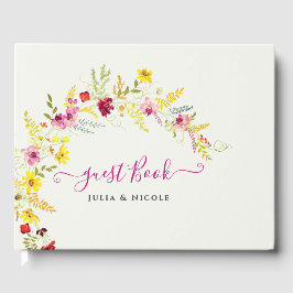 Livro De Visitas Casamento de Wreath com Orquídeas Selvagens Rosa P