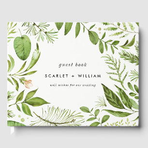Livro De Visitas Casamento de Wreath da Folhagem Verde Selvagem de 