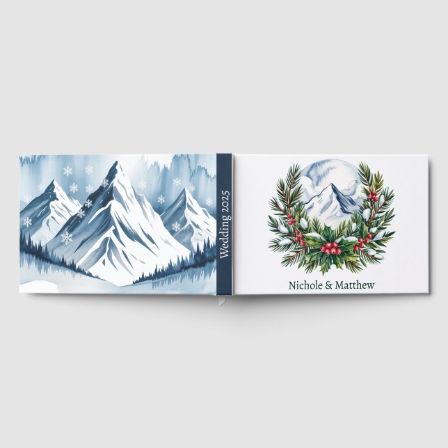 Livro De Visitas Casamento de Wreath de Pine Snowy (Completo)