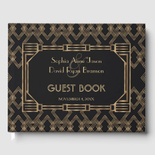 Livro De Visitas Casamento do 1920 Gatsby do Excelente Negro Elegan