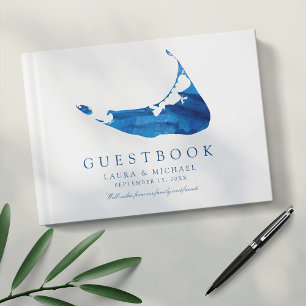 Livro De Visitas Casamento do mapa de Nantucket da aguarela dos