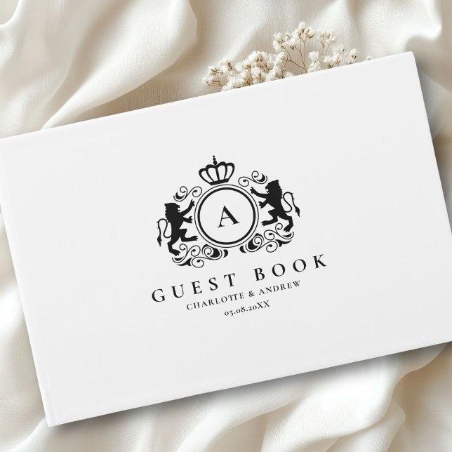 Livro De Visitas Casamento do Monograma Específico do Cliente (Customer specific Logo Monogram Wedding Guest Book with your name and date. )