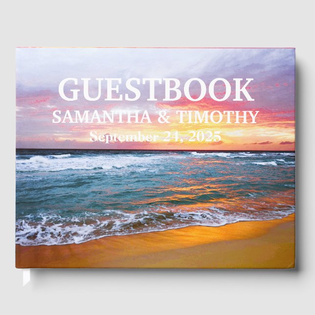 Livro De Visitas Casamento do Oceano Costeiro de Destino de Praia T (Frente)