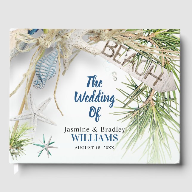 Livro De Visitas Casamento do Tema da Praia Moderna (Frente)