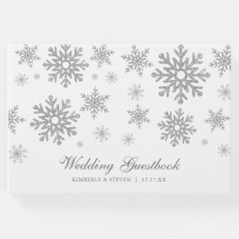 Livro De Visitas Casamento dos Flocos de Neve de Silver de inverno