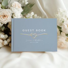 Livro De Visitas Casamento Dourado Azul Moderno