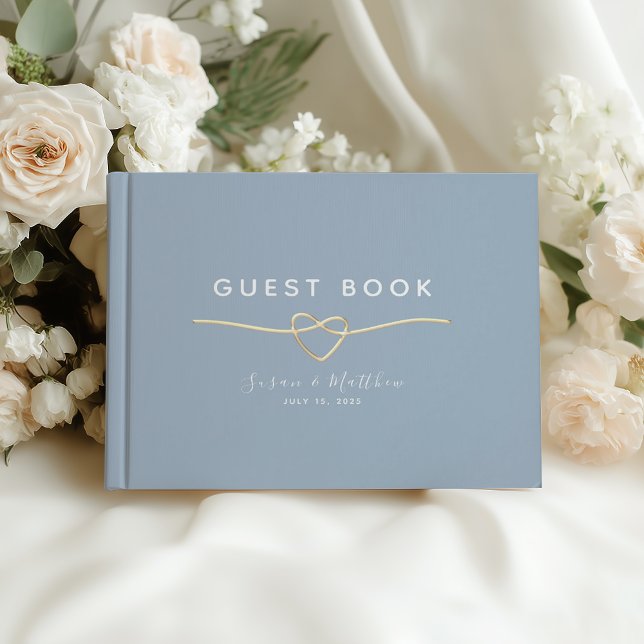 Livro De Visitas Casamento Dourado Azul Moderno (Criador carregado)