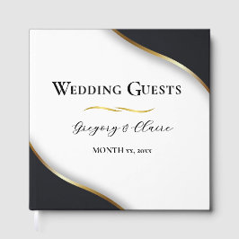 Livro De Visitas Casamento Dourado branco negro legante