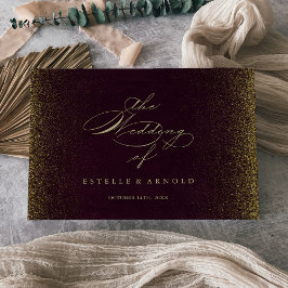 Livro De Visitas Casamento Dourado com a Caligrafia Burgundy