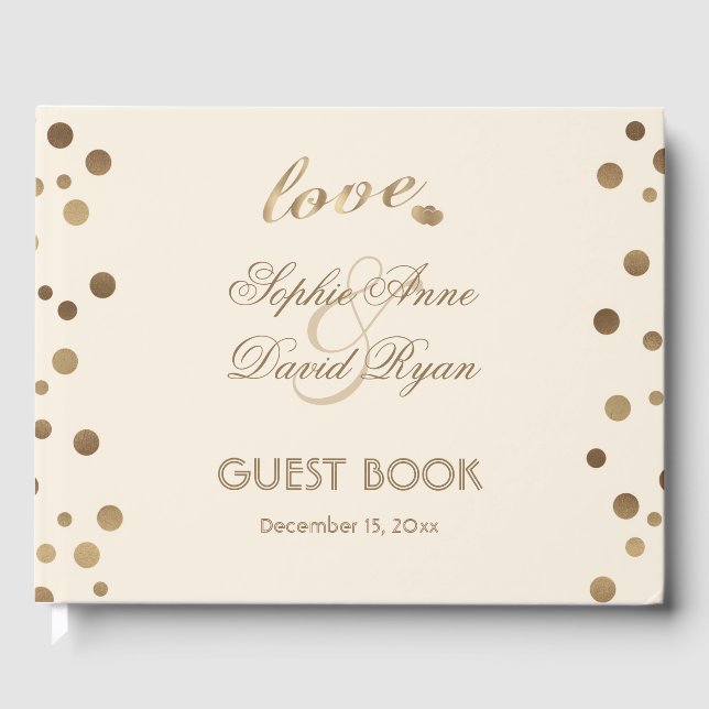 Livro De Visitas Casamento Dourado com Champanhe Confetti (Frente)