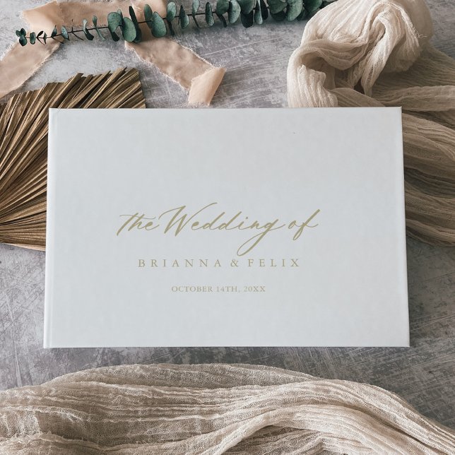 Livro De Visitas Casamento Dourado com Chic Calliografia (Criador carregado)