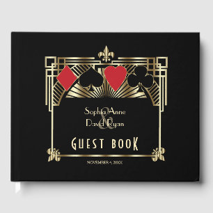 Livro De Visitas Casamento Dourado de Luxo Gatsby Roaring 20s