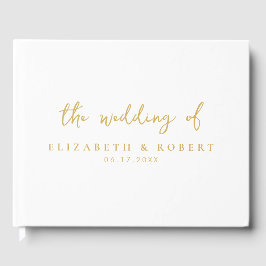 Livro De Visitas Casamento Dourado de Sage White com Script Elegant
