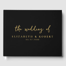 Livro De Visitas Casamento Dourado de Script Elegante Simples
