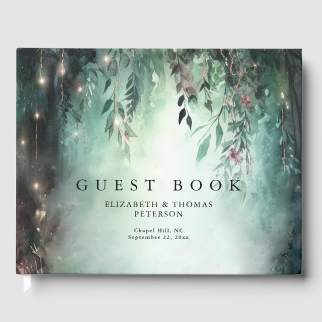 Livro De Visitas Casamento Dourado de Vinhas Mágicas Encantadas (Frente)