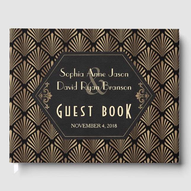 Livro De Visitas Casamento Dourado do Excelente Negro Gatsby do Roy (Frente)