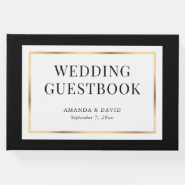 Livro De Visitas Casamento Dourado e branco negro legante