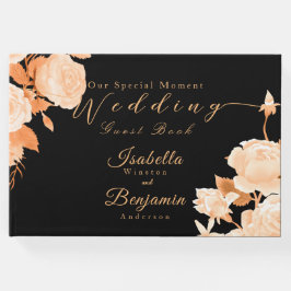 Livro De Visitas Casamento Dourado e elegante de Rosa negro