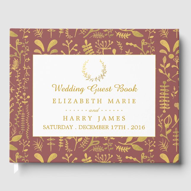 Livro De Visitas Casamento Dourado e legante de terra (Frente)