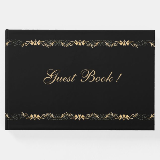 Livro De Visitas Casamento Dourado e negro (Frente)
