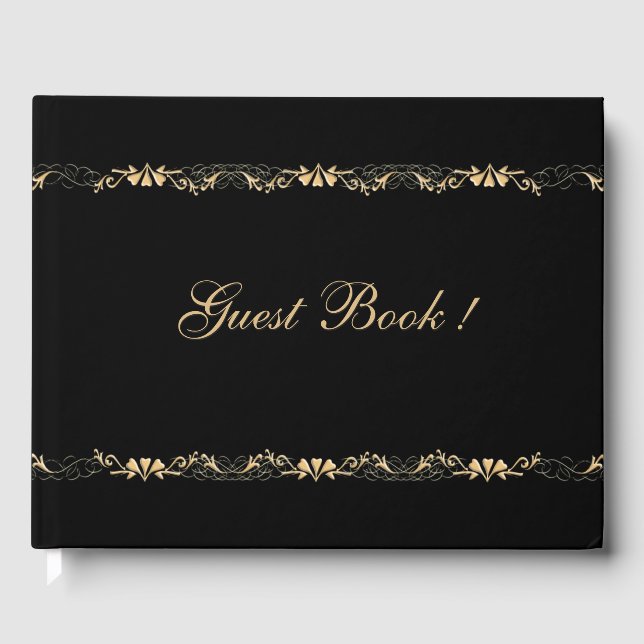 Livro De Visitas Casamento Dourado e negro (Frente)