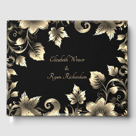 Livro De Visitas Casamento Dourado e negro elegante