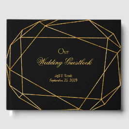 Livro De Visitas Casamento Dourado e negro elegante moderno