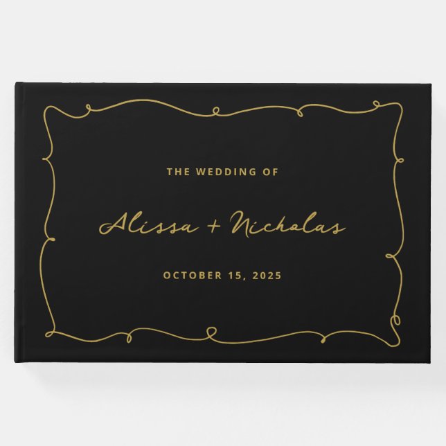 Livro De Visitas Casamento Dourado e negro legante (Frente)